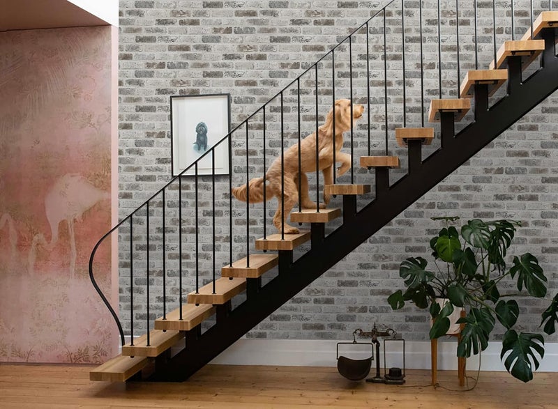 Guvana 17.3"×197" Brick Peel and Stick Wallpaper Grey Brown 3D Self Adhesive Wall Paper Removable Contact Paper Brick Textured Vintage Wallpaper Decorative Wall Classroom Covering - Image 4